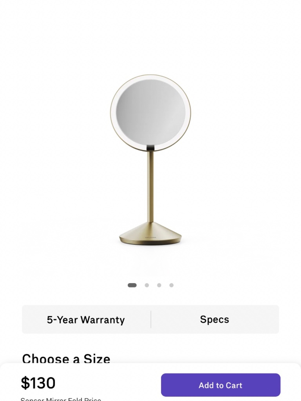 Simple Human Sensor Mirror Fold Rose Gold with Case 10x Magnification